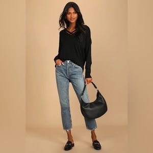 Lulu’s Simply Amazing Black Sweater Top XS